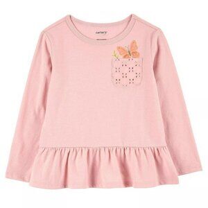NWT. CARTER'S Baby Girl Pink Peplum Pocket Tee